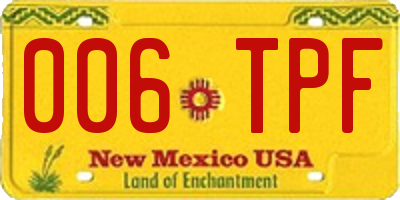NM license plate 006TPF