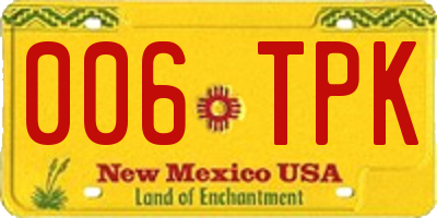 NM license plate 006TPK