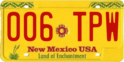 NM license plate 006TPW