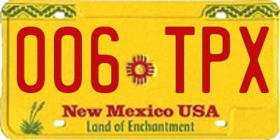 NM license plate 006TPX