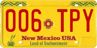NM license plate 006TPY