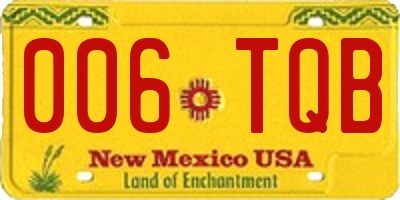 NM license plate 006TQB