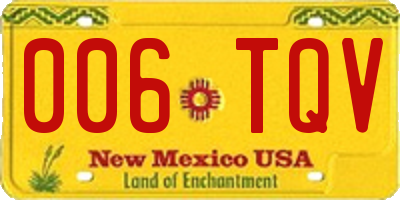NM license plate 006TQV