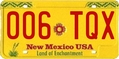 NM license plate 006TQX
