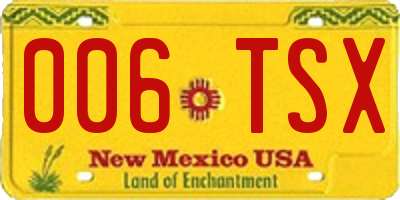 NM license plate 006TSX