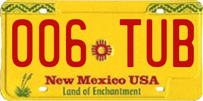 NM license plate 006TUB