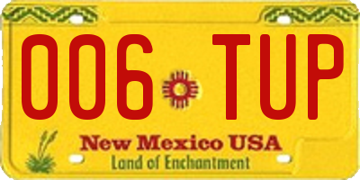 NM license plate 006TUP
