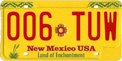 NM license plate 006TUW