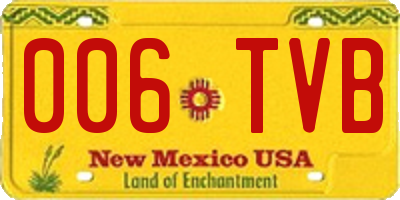 NM license plate 006TVB