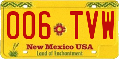 NM license plate 006TVW