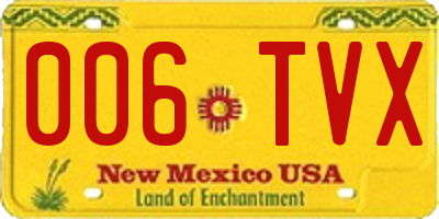 NM license plate 006TVX