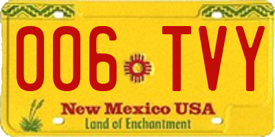 NM license plate 006TVY