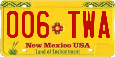NM license plate 006TWA