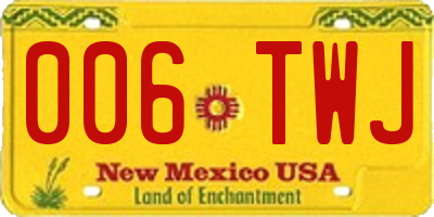 NM license plate 006TWJ