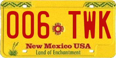 NM license plate 006TWK