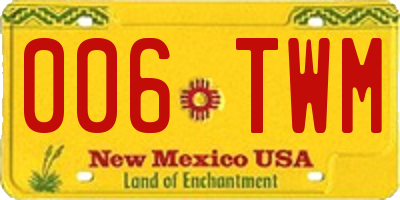 NM license plate 006TWM