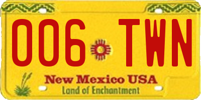 NM license plate 006TWN