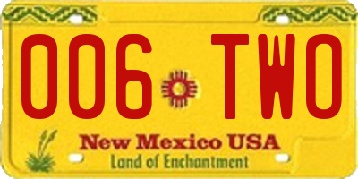 NM license plate 006TWO