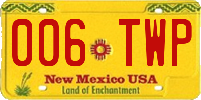NM license plate 006TWP