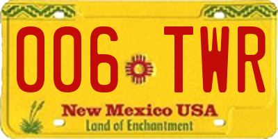 NM license plate 006TWR