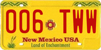 NM license plate 006TWW