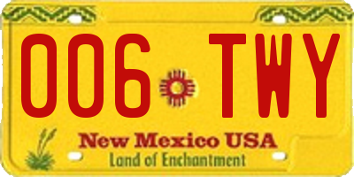 NM license plate 006TWY
