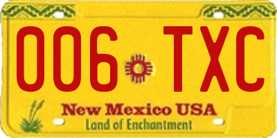 NM license plate 006TXC