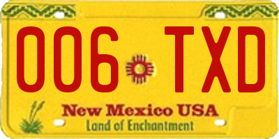 NM license plate 006TXD
