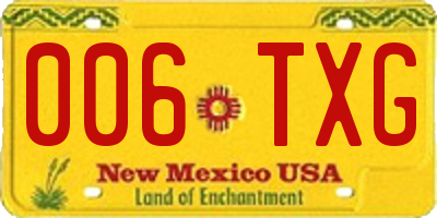 NM license plate 006TXG