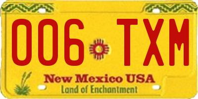 NM license plate 006TXM