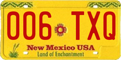 NM license plate 006TXQ
