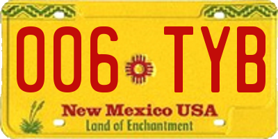 NM license plate 006TYB