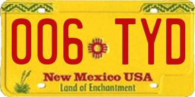 NM license plate 006TYD