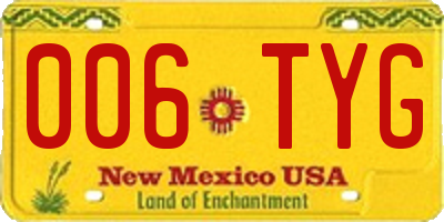NM license plate 006TYG