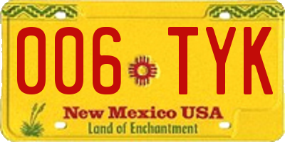 NM license plate 006TYK