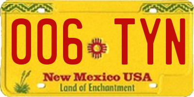 NM license plate 006TYN