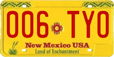 NM license plate 006TYO