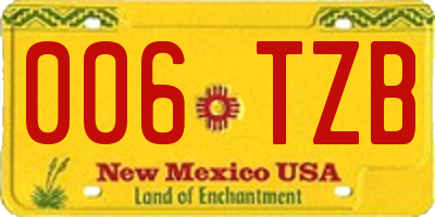 NM license plate 006TZB
