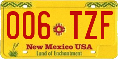 NM license plate 006TZF