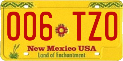 NM license plate 006TZO