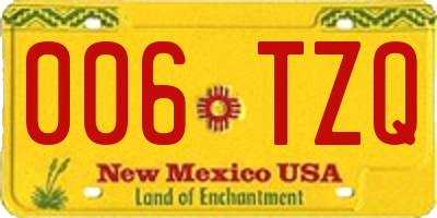 NM license plate 006TZQ