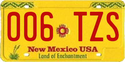 NM license plate 006TZS