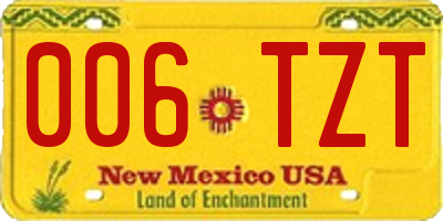 NM license plate 006TZT