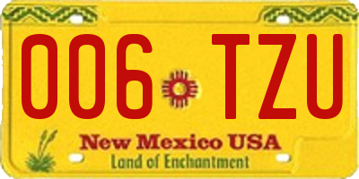 NM license plate 006TZU