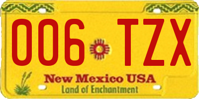 NM license plate 006TZX