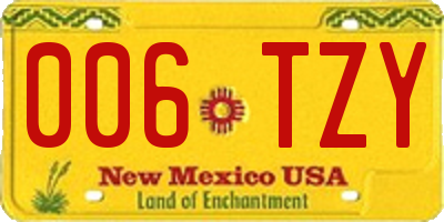 NM license plate 006TZY