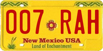 NM license plate 007RAH