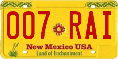 NM license plate 007RAI