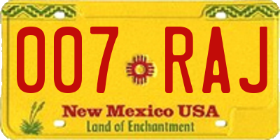 NM license plate 007RAJ