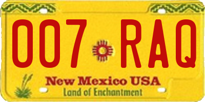 NM license plate 007RAQ